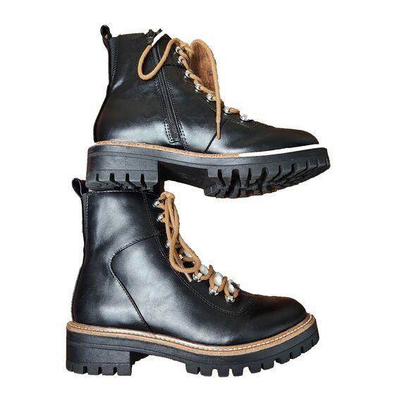 A New Day Women's Faux Leather Fur Ankle Hiking Boots Block Heel Memory Foam - Picture 5 of 10